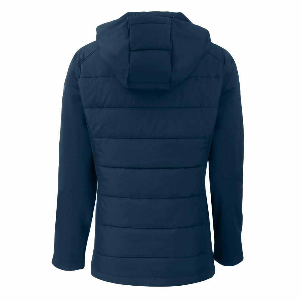 New York Mets Cutter & Buck Women's Evoke Hybrid Eco Softshell Recycled Full-Zip Hooded Jacket - Navy