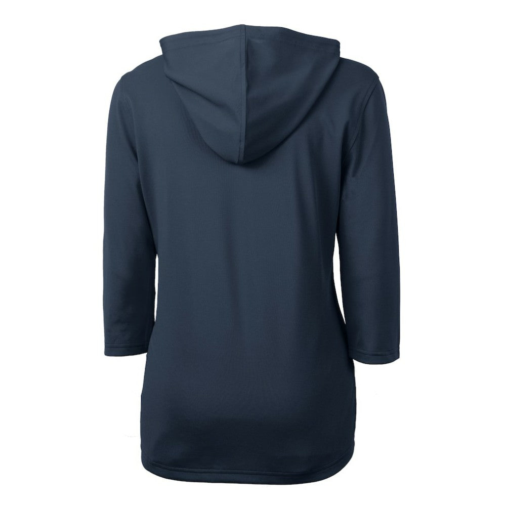 Detroit Tigers Cutter & Buck Women's Virtue Eco Pique Half-Zip 3/4 Sleeve Pullover Hoodie - Navy