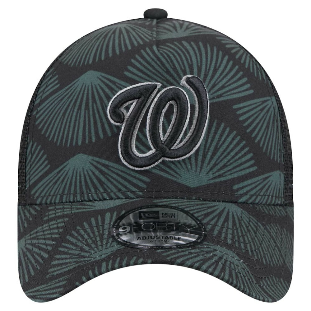 Washington Nationals 9FORTY A-Frame Trucker Adjustable Hat - Black | New Era