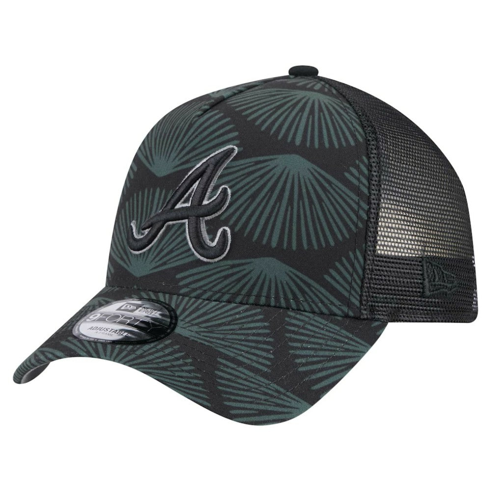 Atlanta Braves 9FORTY A-Frame Trucker Adjustable Hat - Black | New Era