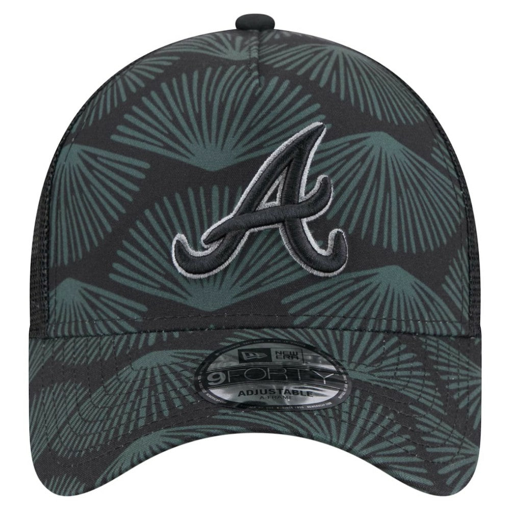 Atlanta Braves 9FORTY A-Frame Trucker Adjustable Hat - Black | New Era