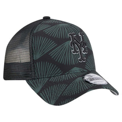 New York Mets 9FORTY A-Frame Trucker Adjustable Hat - Black | New Era