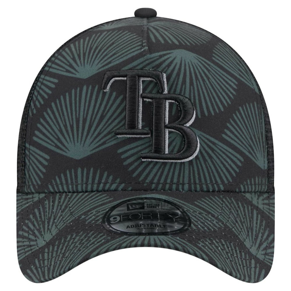 Tampa Bay Rays 9FORTY A-Frame Trucker Adjustable Hat - Black | New Era