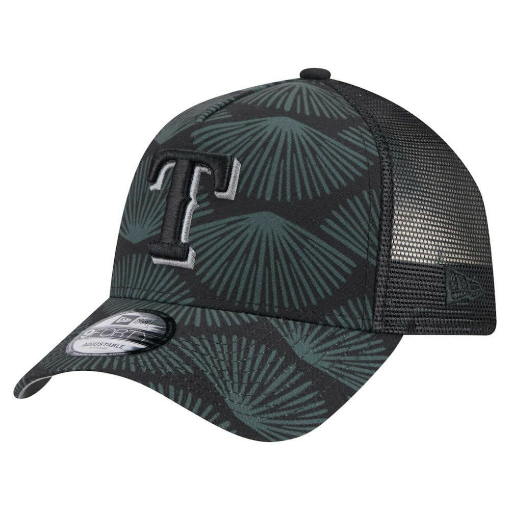 Texas Rangers 9FORTY A-Frame Trucker Adjustable Hat - Black | New Era