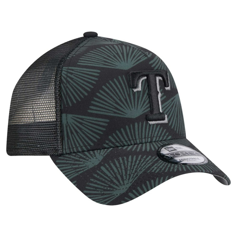 Texas Rangers 9FORTY A-Frame Trucker Adjustable Hat - Black | New Era