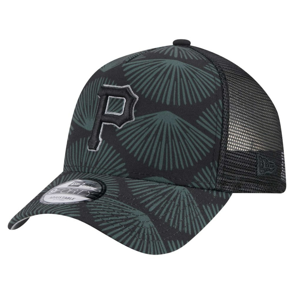 Pittsburgh Pirates 9FORTY A-Frame Trucker Adjustable Hat - Black | New Era