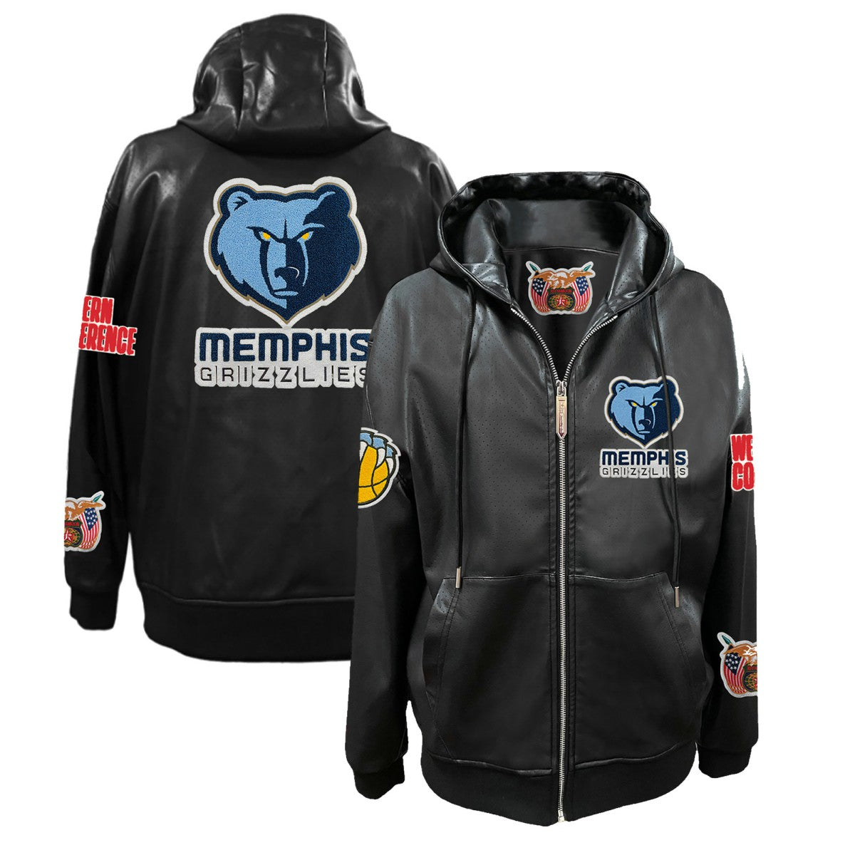 Memphis Grizzlies Jeff Hamilton Vegan Leather Full-Zip Hoodie - Black online
