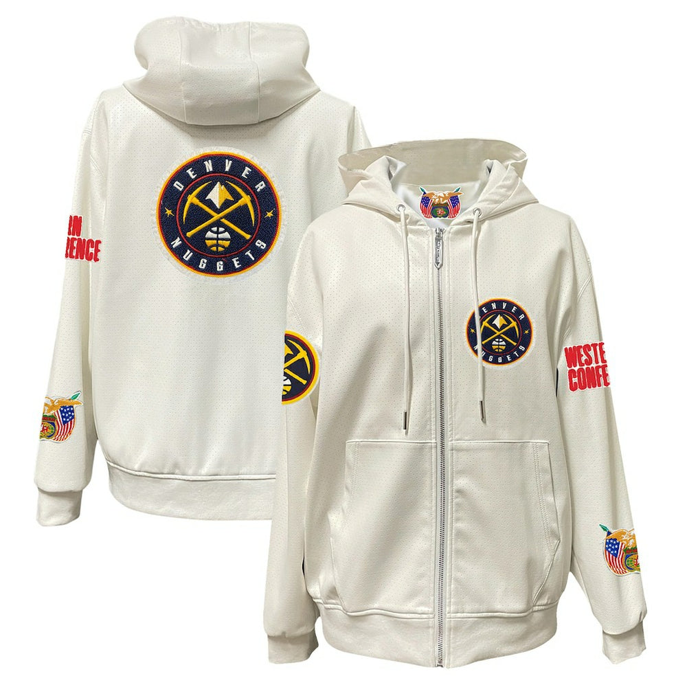 Denver Nuggets Jeff Hamilton Vegan Leather Full-Zip Hoodie sale - White discount