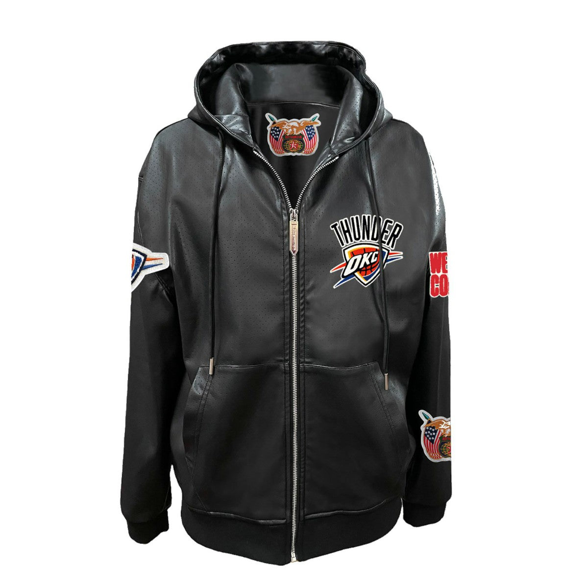 Oklahoma City Thunder Jeff Hamilton Vegan Leather Full-Zip Hoodie - Black outlet