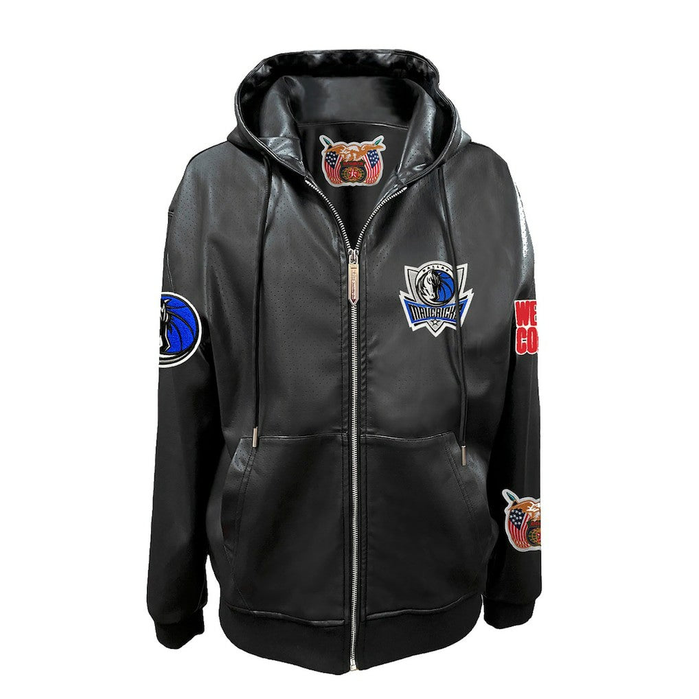Dallas Mavericks Jeff Hamilton Vegan Leather Full-Zip Hoodie sale - Black for sale