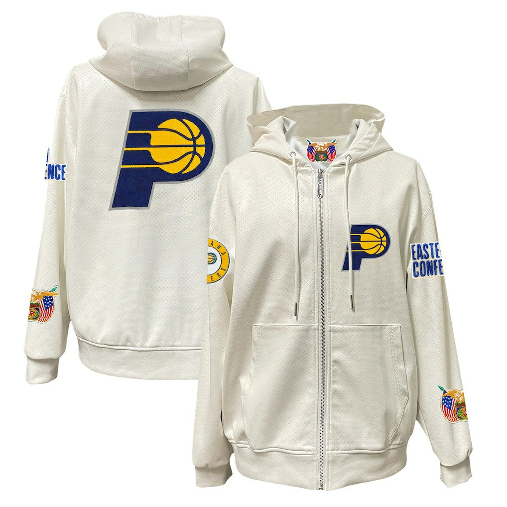 Indiana Pacers Jeff Hamilton Vegan Leather Full-Zip Hoodie - White for sale