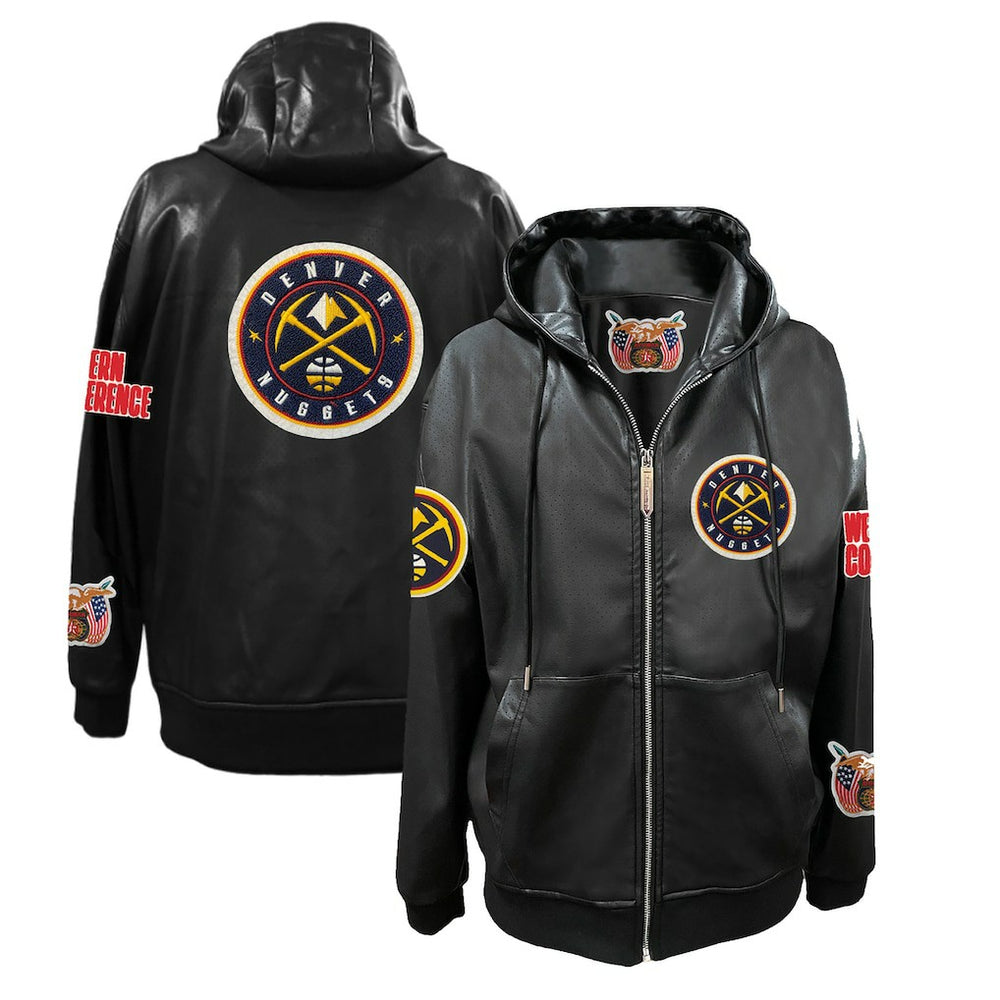 Denver Nuggets Jeff Hamilton Vegan Leather Full-Zip Hoodie sale - Black sale
