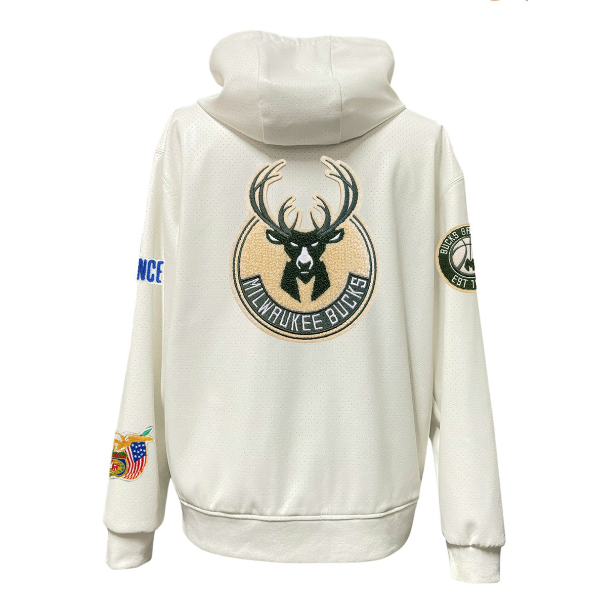 Milwaukee Bucks Jeff Hamilton Vegan Leather Full-Zip Hoodie - White for sale