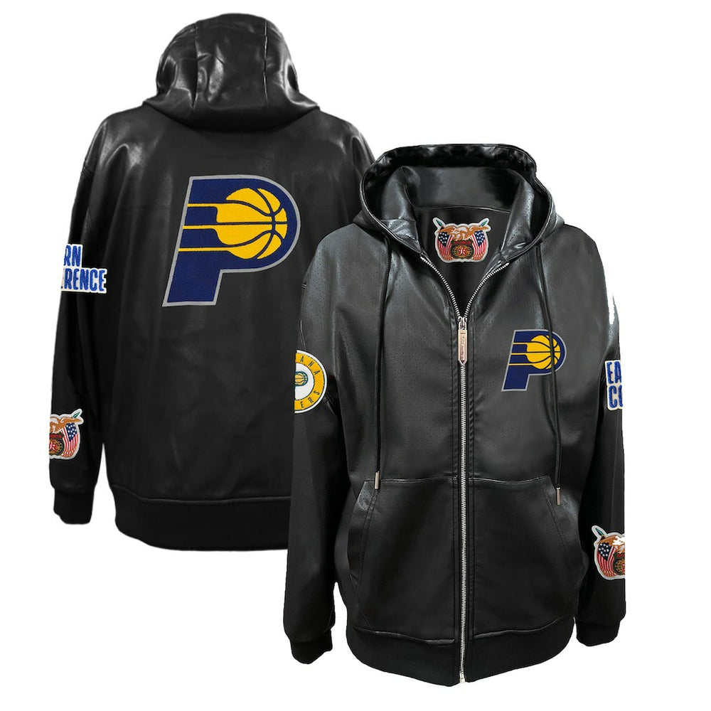 Indiana Pacers Jeff Hamilton Vegan Leather Full-Zip Hoodie - Black for sale