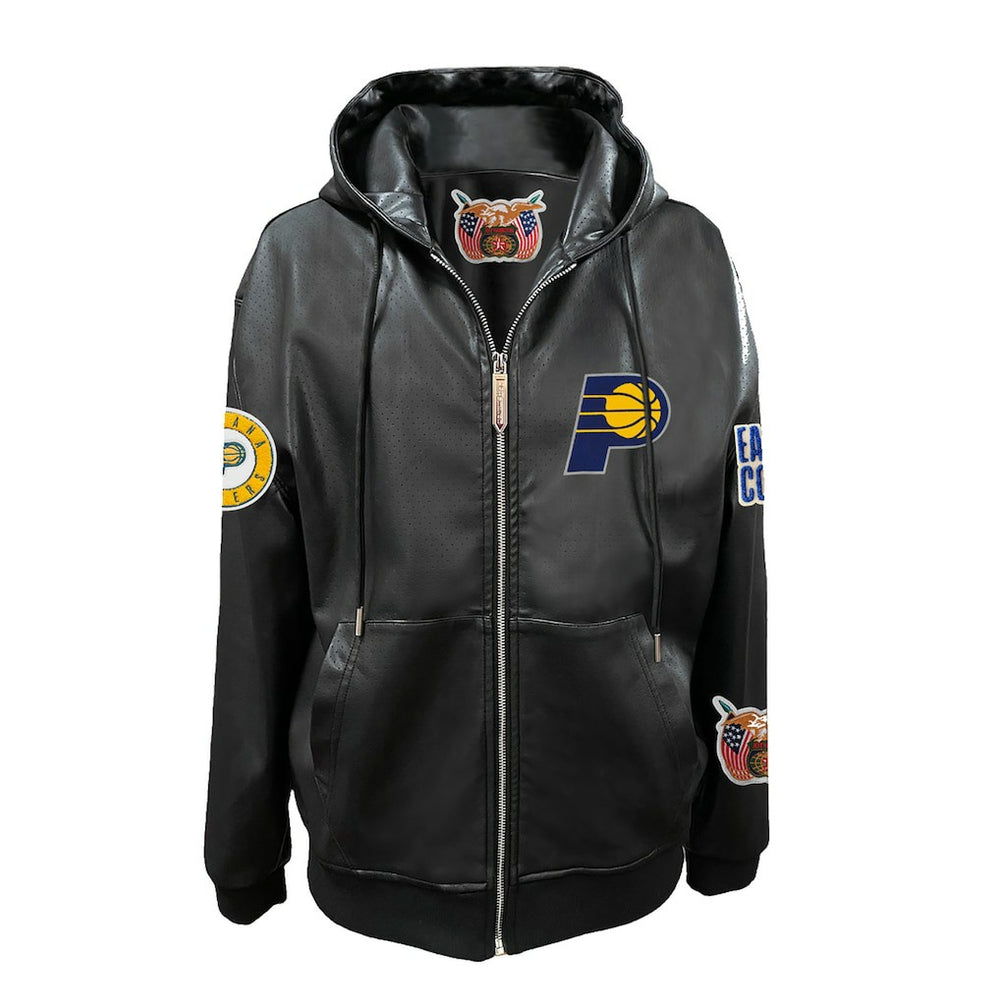 Indiana Pacers Jeff Hamilton Vegan Leather Full-Zip Hoodie - Black for sale