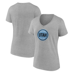 Utah Mammoth Fanatics Women's Draft Logo V-Neck T-Shirt Heather Gray
