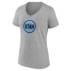 Utah Mammoth Fanatics Women's Draft Logo V-Neck T-Shirt Heather Gray