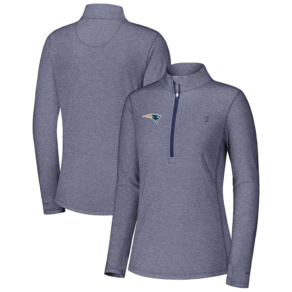 New England Patriots Women's Sport Playa Vista IslandZone Quarter-Zip Jacket - Navy on sale