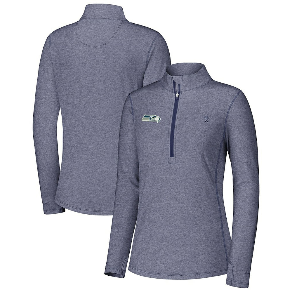 Seattle Seahawks Women's Sport Playa Vista IslandZone Quarter-Zip Jacket - Navy outlet