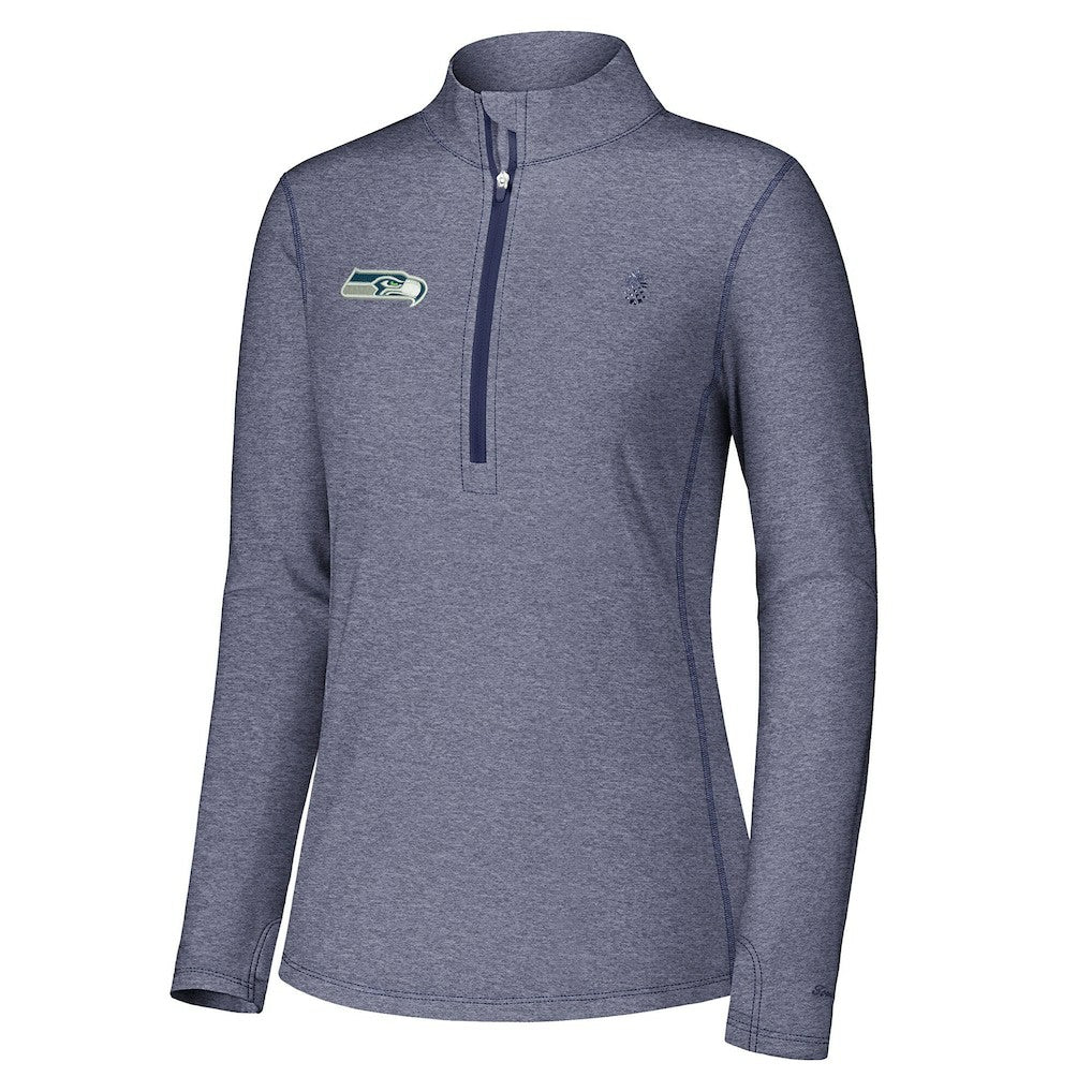 Seattle Seahawks Women's Sport Playa Vista IslandZone Quarter-Zip Jacket - Navy outlet