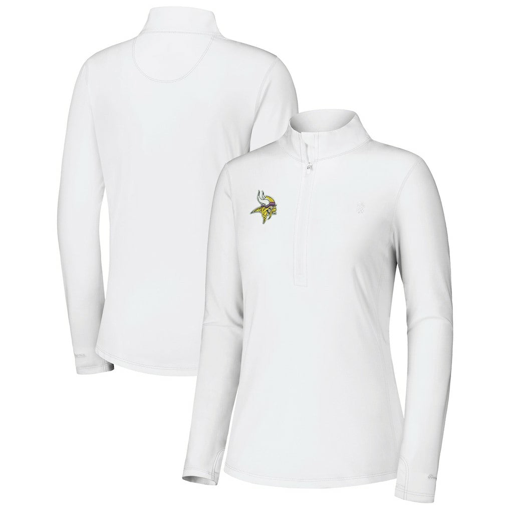 Minnesota Vikings Women's Sport Playa Vista IslandZone Quarter-Zip Jacket - White for sale