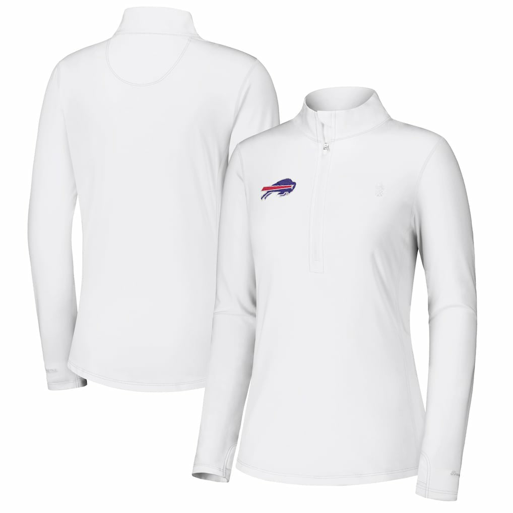 Buffalo Bills Women's Sport Playa Vista IslandZone Quarter-Zip Jacket - White for sale