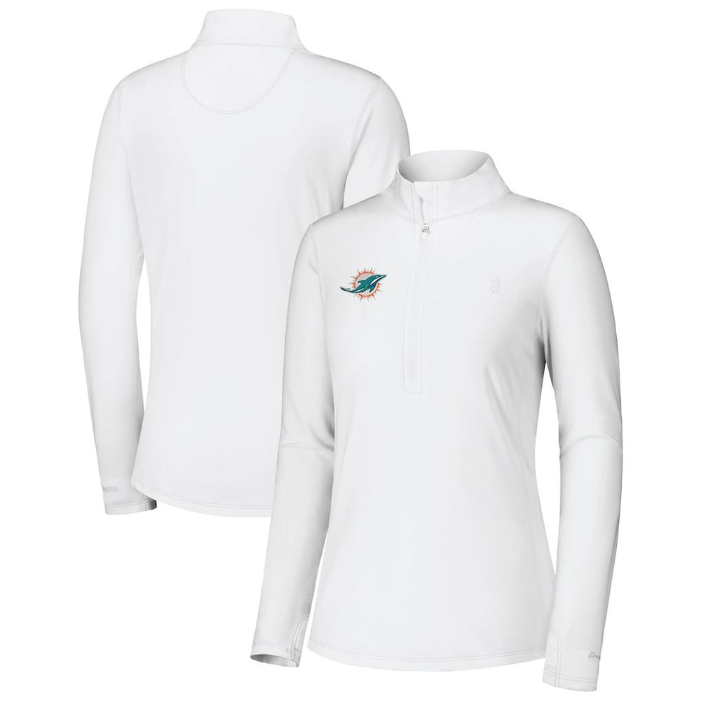 Miami Dolphins Women's Sport Playa Vista IslandZone Quarter-Zip Jacket - White sale