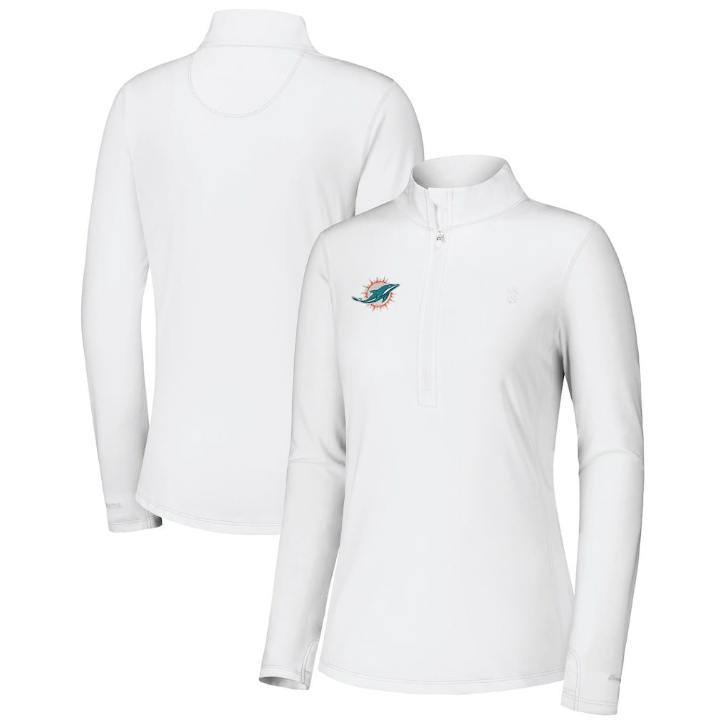Miami Dolphins Women's Sport Playa Vista IslandZone Quarter-Zip Jacket - White sale