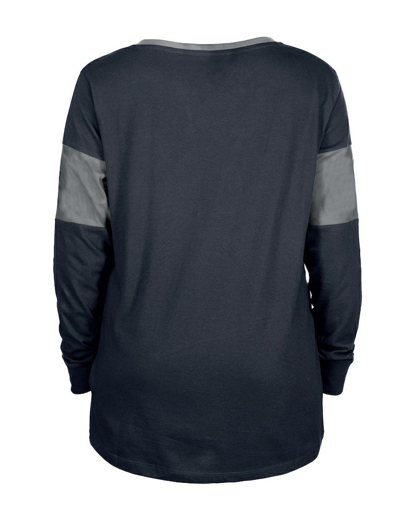 Dallas Cowboys New Era Women's Lace-Up Notch-Neck Long Sleeve T-Shirt - Navy cheap