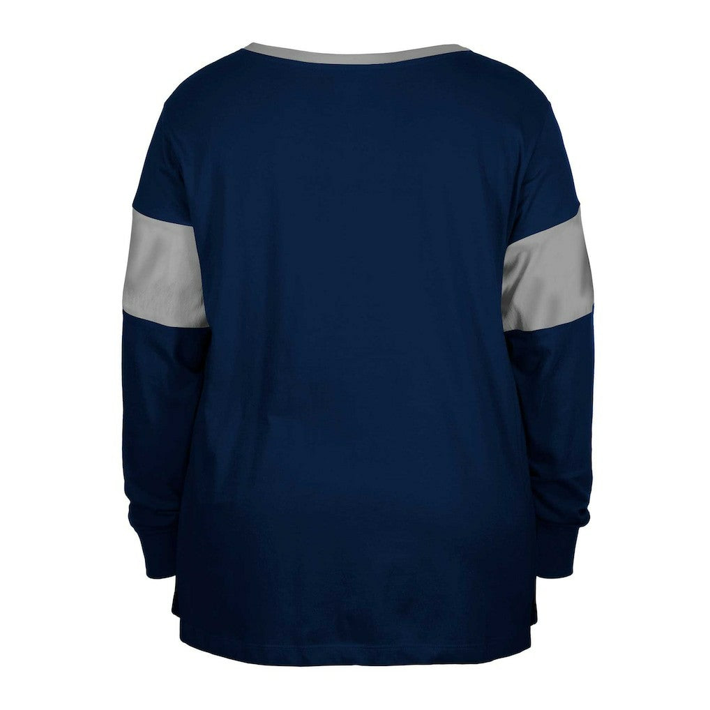 Dallas Cowboys New Era Women's Plus Size Lace-Up Notch Neck Long Sleeve T-Shirt  - Navy sale