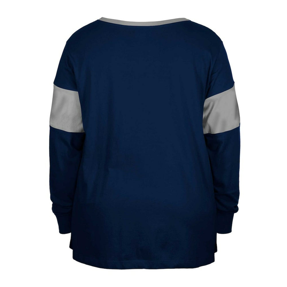 Dallas Cowboys New Era Women's Plus Size Lace-Up Notch Neck Long Sleeve T-Shirt  - Navy sale