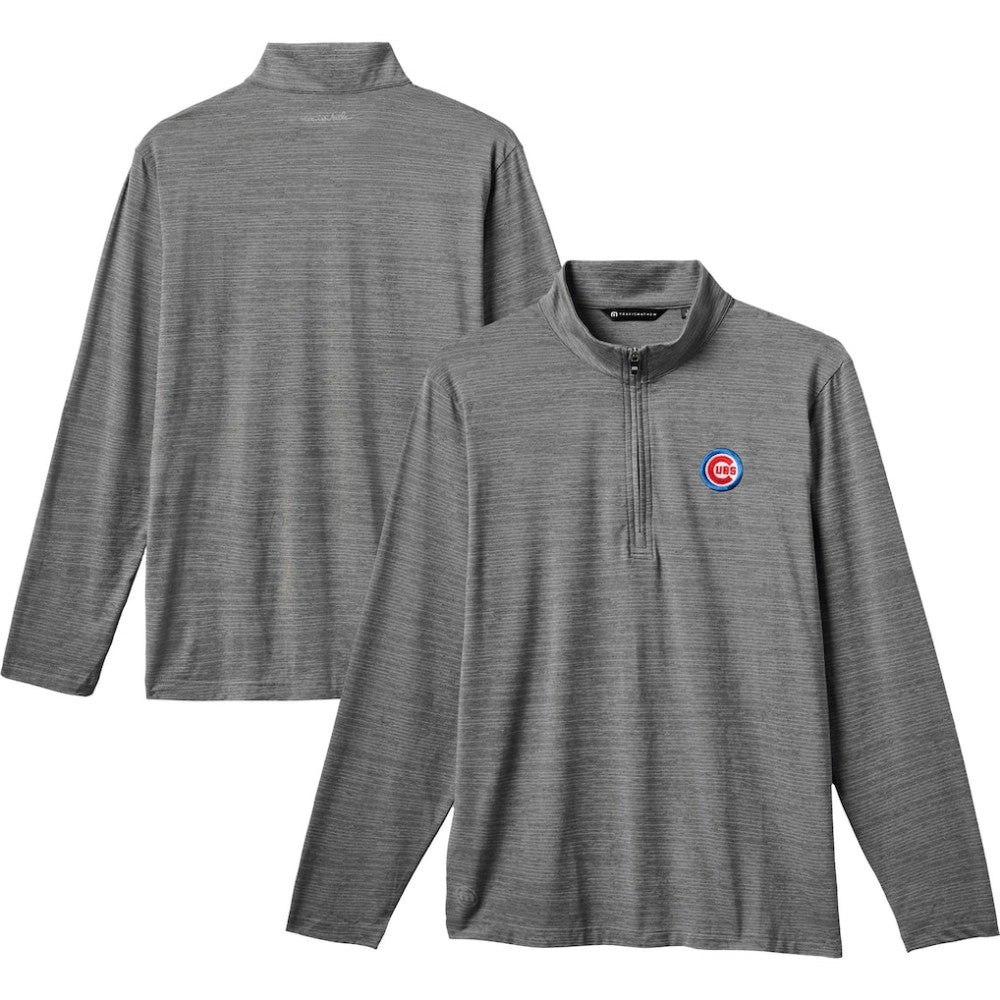 Chicago Cubs TravisMathew The Heater Quarter-Zip Pullover Top - Gray
