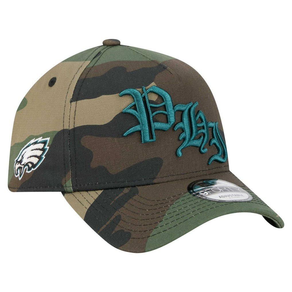 Philadelphia Eagles New Era Mystic Camo A-Frame 9FORTY Adjustable Hat - Camo for sale
