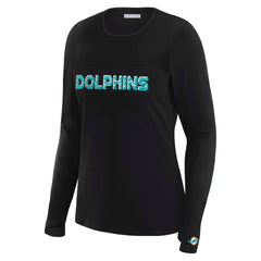 Miami Dolphins WEAR by Erin Andrews x Gracie Hunt Women's Mesh Panel Long Sleeve T-Shirt - Black sale
