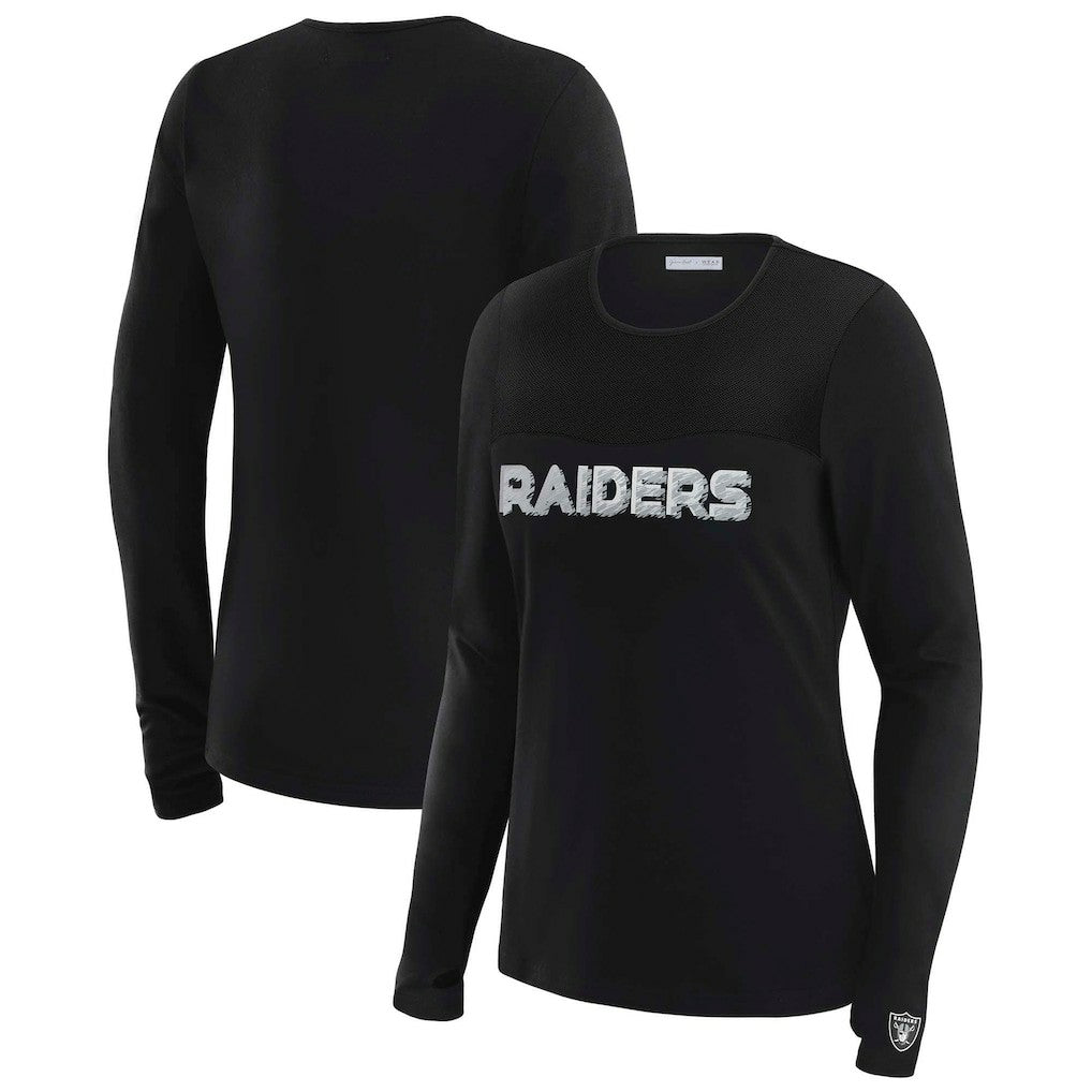 Las Vegas Raiders WEAR by Erin Andrews x Gracie Hunt Women's Mesh Panel Long Sleeve T-Shirt - Black online