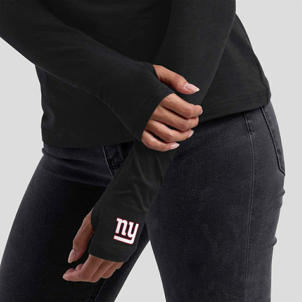 New York Giants WEAR by Erin Andrews x Gracie Hunt Women's Mesh Panel Long Sleeve T-Shirt - Black discount
