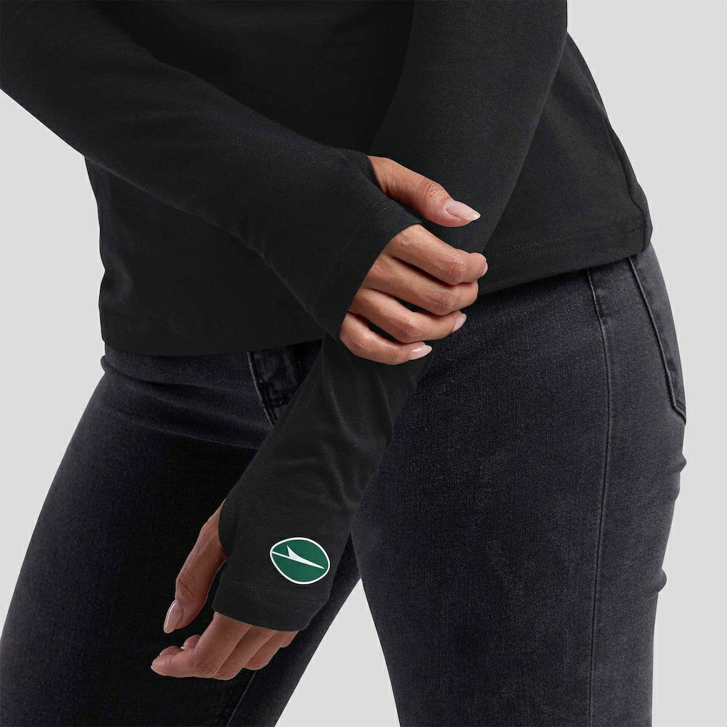 New York Jets WEAR by Erin Andrews x Gracie Hunt Women's Mesh Panel Long Sleeve T-Shirt - Black on sale