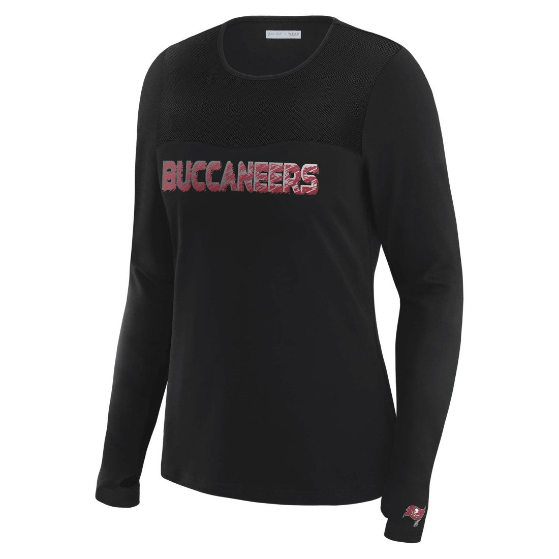 Tampa Bay Buccaneers WEAR by Erin Andrews x Gracie Hunt Women's Mesh Panel Long Sleeve T-Shirt - Black outlet