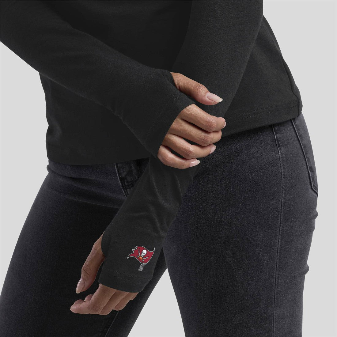 Tampa Bay Buccaneers WEAR by Erin Andrews x Gracie Hunt Women's Mesh Panel Long Sleeve T-Shirt - Black outlet
