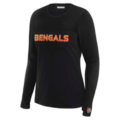 Cincinnati Bengals WEAR by Erin Andrews x Gracie Hunt Women's Mesh Panel Long Sleeve T-Shirt - Black outlet