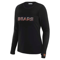 Chicago Bears WEAR by Erin Andrews x Gracie Hunt Women's Mesh Panel Long Sleeve T-Shirt - Black sale