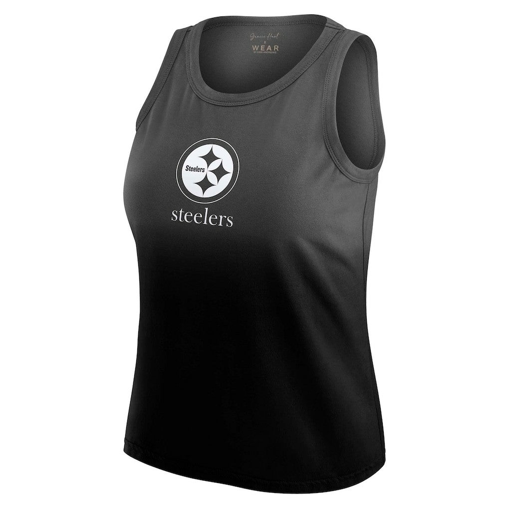 Pittsburgh Steelers WEAR by Erin Andrews x Gracie Hunt Women's Ombre Tank Top - Black cheap