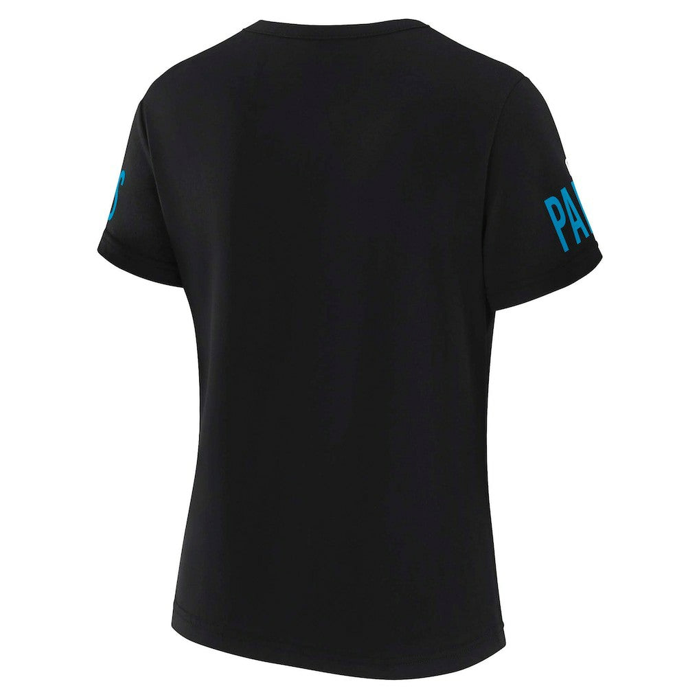 Carolina Panthers WEAR by Erin Andrews x Gracie Hunt Women's Draft Me Lace-Up T-Shirt - Black for sale