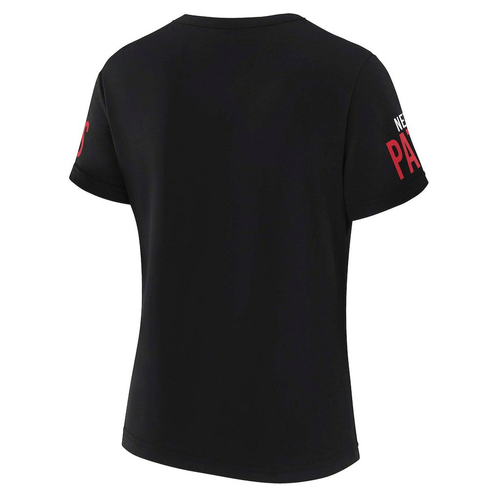 New England Patriots WEAR by Erin Andrews x Gracie Hunt Women's Draft Me Lace-Up T-Shirt - Black cheap