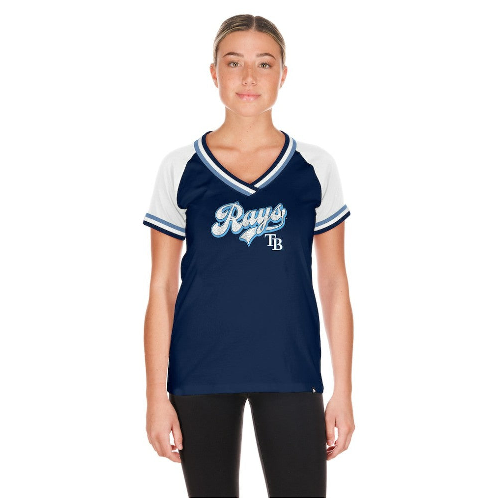 Tampa Bay Rays Women's Gameday Raglan V-Neck T-Shirt - Navy | New Era