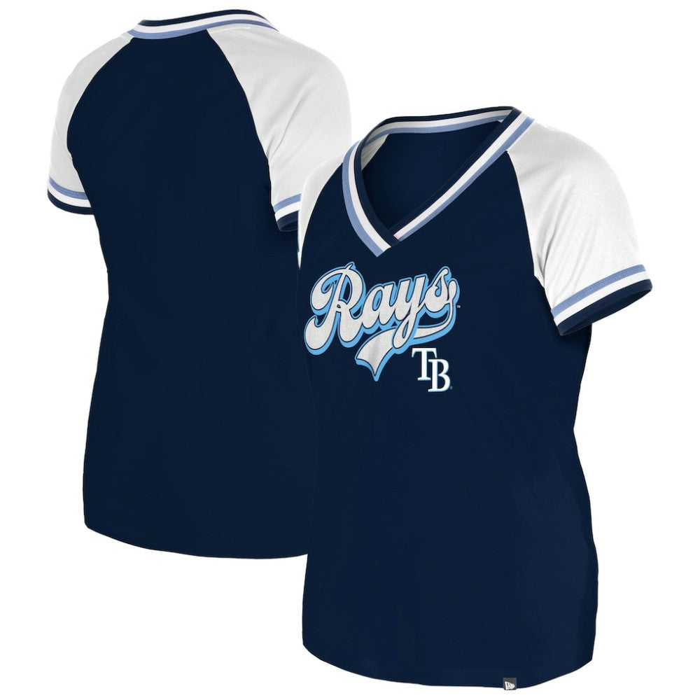 Tampa Bay Rays Women's Gameday Raglan V-Neck T-Shirt - Navy | New Era