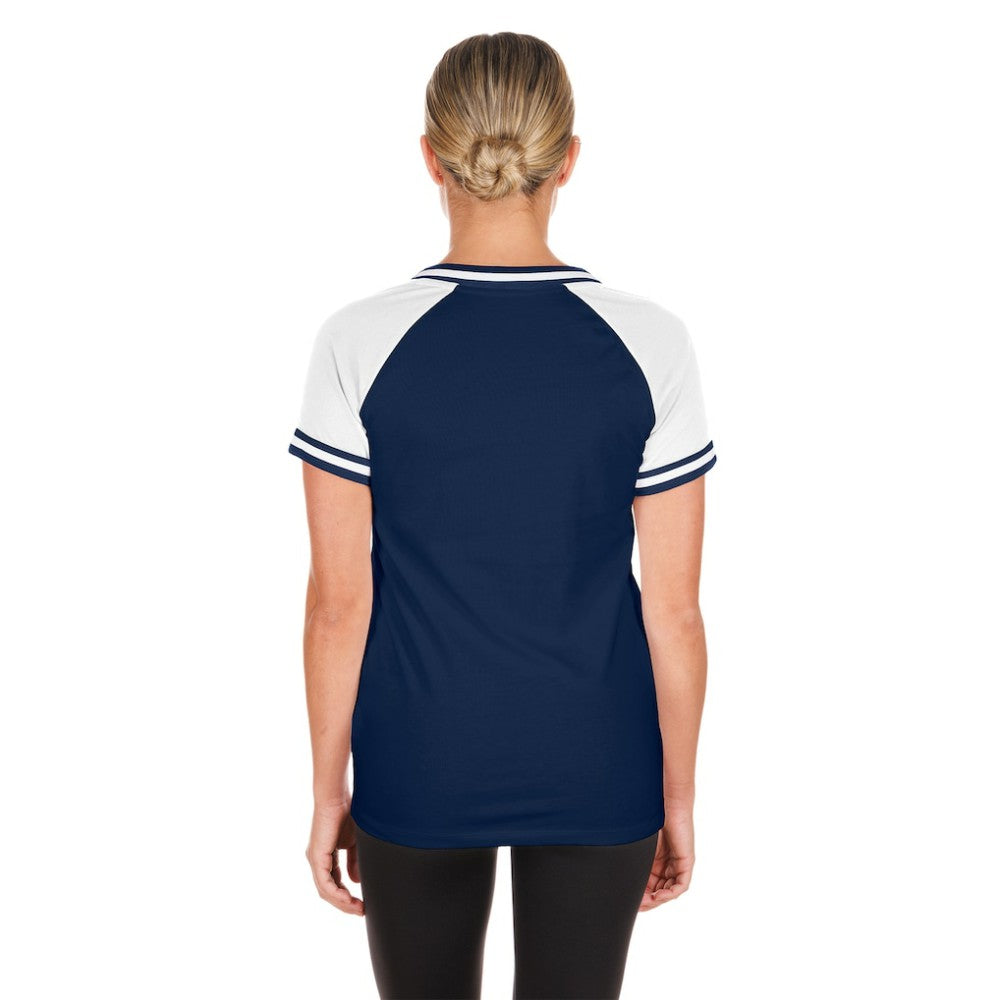 Chicago Cubs Women's Gameday Raglan V-Neck T-Shirt - Navy | New Era