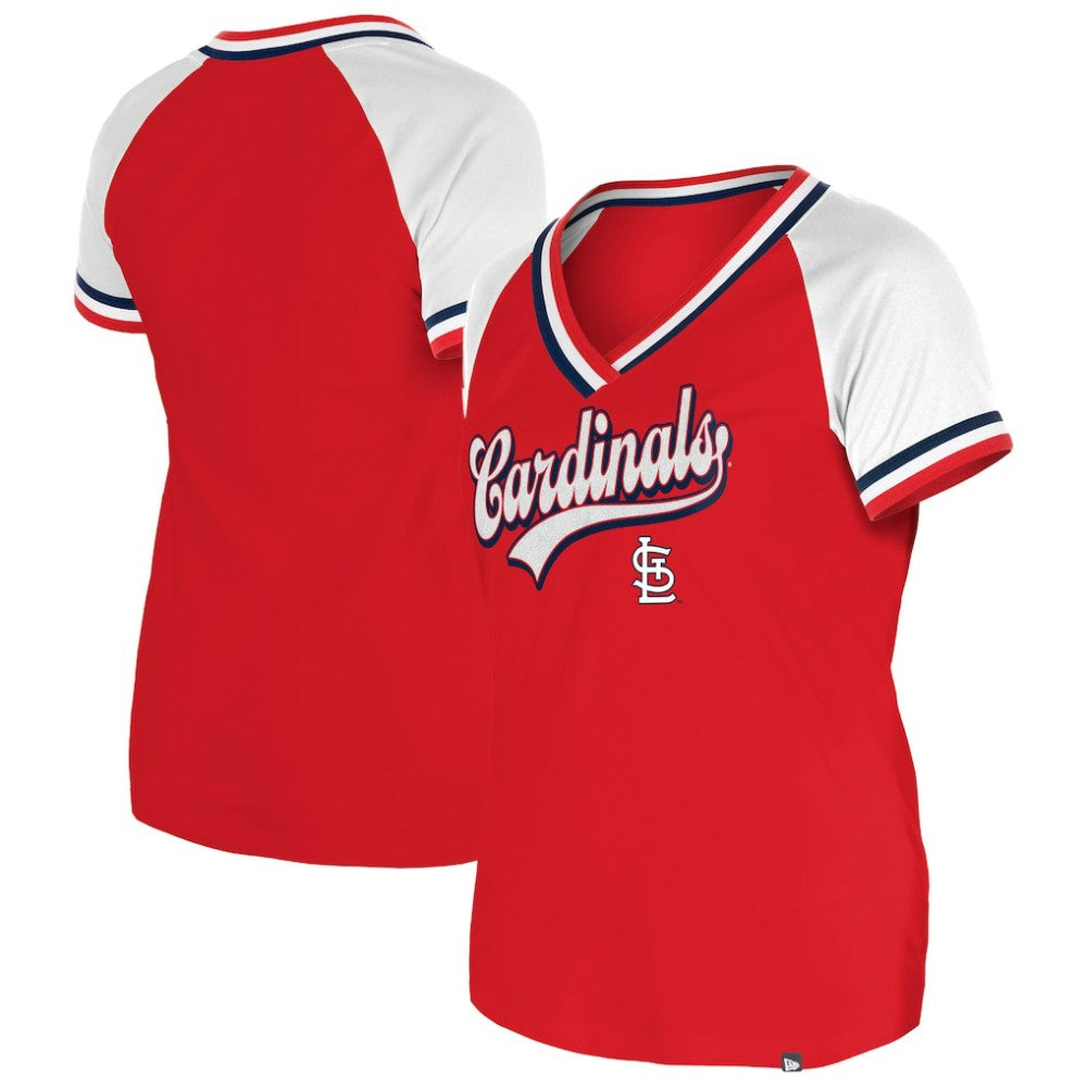 St. Louis Cardinals Women's Gameday Raglan V-Neck T-Shirt - Red | New Era