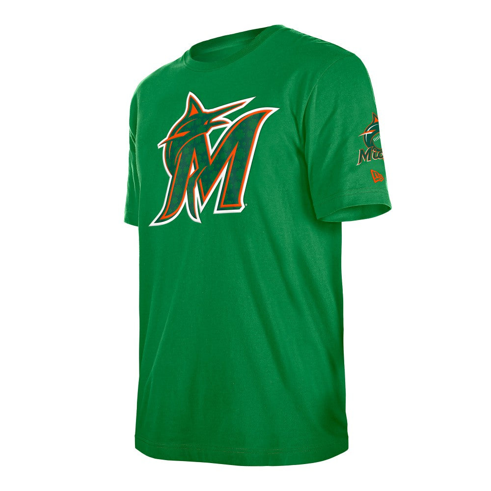 Miami Marlins St. Patrick's Day Shamrock Fill T-Shirt - Kelly Green | New Era