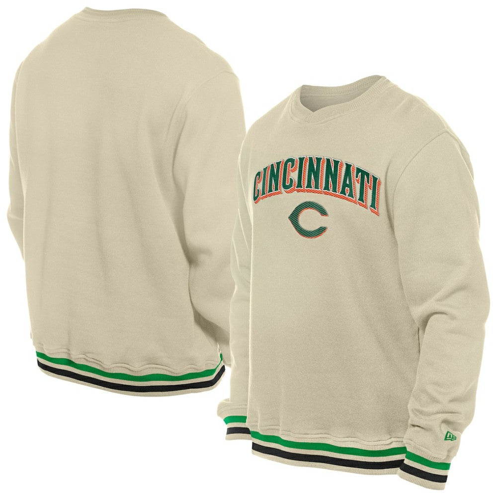 Cincinnati Reds St. Patrick's Day Twill Pullover Sweatshirt - Cream | New Era